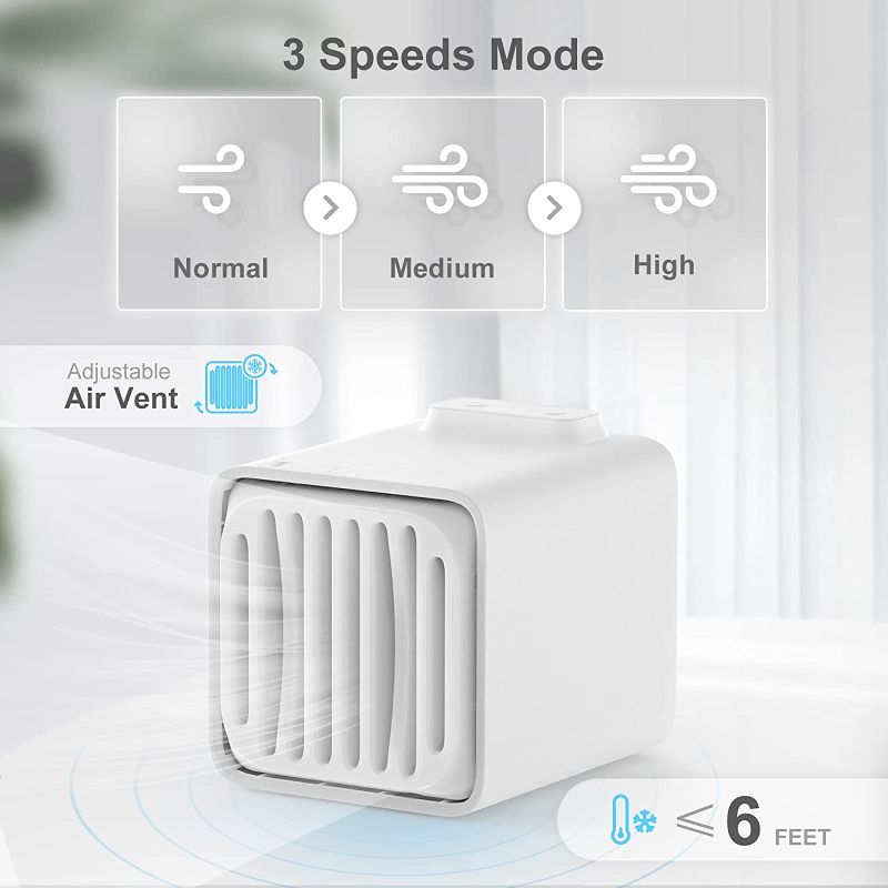 Photo 1 of Hoepaid Portable Air Conditioner, Portable AC with 1 Ice Crystal Box, 3 Wind Speeds Personal Air Cooler for Home, Bedroom Room, Office, Dorm, Car (CL-002)
