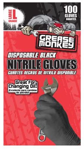 Photo 1 of Grease Monkey Disposable Latex-Free Nitrile Gloves | Water and Oil Resistant | Pack of 100 | Large
