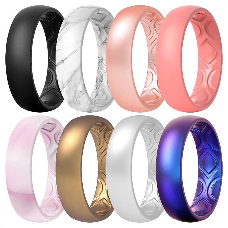 Photo 1 of ThunderFit Women Breathable Air Grooves Silicone Wedding Ring Wedding Bands Promise Rings 5.5mm
