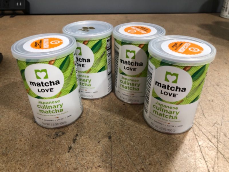 Photo 1 of **EXPIRES JULY 2022** Matcha Love Culinary Matcha 3.5 Ounce Finely Milled Green Tea Leaves, Japanese Style Matcha Powder (4 PACK)
