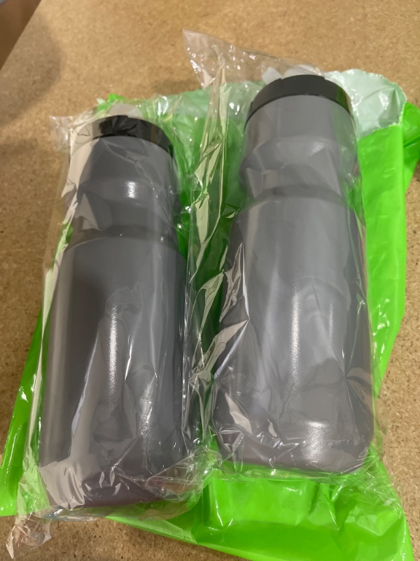 Photo 2 of 2 Pack Bike Water Bottles Sport Squeeze Bottle 24 oz BPA Free with Dust Cover for Outdoor Cycling (Grey)
