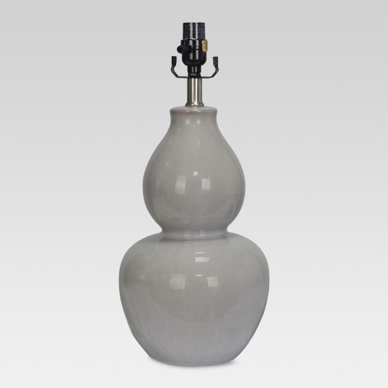 Photo 1 of 2CT Ceramic Double Gourd Large Lamp Base Gray Includes Energy Efficient Light Bulb - Threshold™
