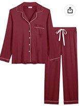 Photo 1 of Joyaria Womens Soft Bamboo Pajama Sets Button Down Long Sleeve Pj Pants Set Sleepwear - xl