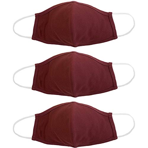 Photo 1 of EnerPlex Comfort 3-Ply Reusable Red Face Mask - Breathable Comfort, Fully Machine Washable, Red Face Masks Large (3-Pack) - Red Wine
