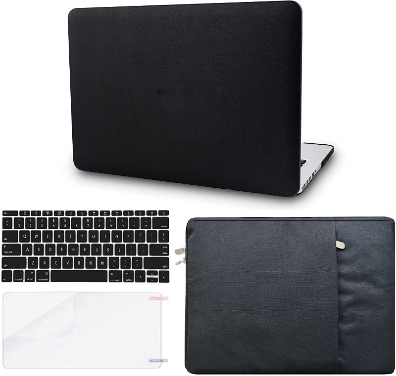 Photo 1 of KECC Compatible with MacBook Pro 13 inch Case 2019-2016 with Touch Bar A2159 A1989 A1706 A1708 Protective Plastic Hard Shell + Keyboard Cover + Sleeve + Screen Protector (Black Leather)
