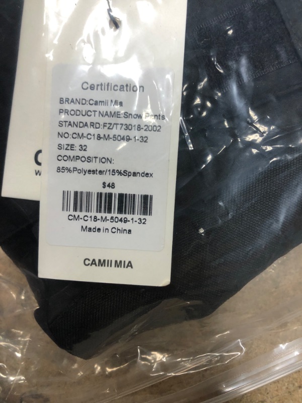 Photo 1 of Camii Mia Mens Snow Pants Insulated Snowboard Cargo Pants Winter Warm Outdoor Ski Pants Men - 32W x 32L 