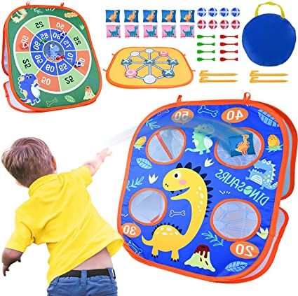 Photo 1 of 3 in 1 Bean Bag Toss Game, Carnival Games Collapsible Tossing Sports Outdoor Play Toys for Kids Cornhole Shooting Activities Indoor Outside Lawn Beach Party, Boys Girls Gifts Age 3 4 5 6 7 8 9 10
