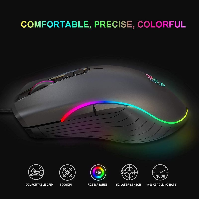 Photo 1 of Gaming Multiverse 8000 DPI 1000Hz RGB Wired PROGRAMMABLE+Software for Buttons, RGB Modes Gaming Mouse for Laptop Desktop 7 Buttons DPI 1000,1600,3200,6400, 8000. Windows VISTA/XP/7/8/10, MAC, OSX