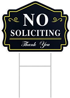 Photo 1 of ANZEKE No Soliciting Yard Sign, 12" x 9" with Metal H-Stakes, 5mm Corrugated Plastic UVresistance, Waterproof, Non-Fading, Easy to Install, Double Sided for Home, House and Business
