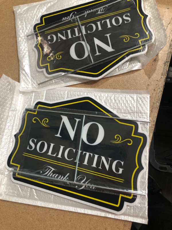 Photo 2 of ANZEKE No Soliciting Yard Sign, 12" x 9" with Metal H-Stakes, 5mm Corrugated Plastic UVresistance, Waterproof, Non-Fading, Easy to Install, Double Sided for Home, House and Business
