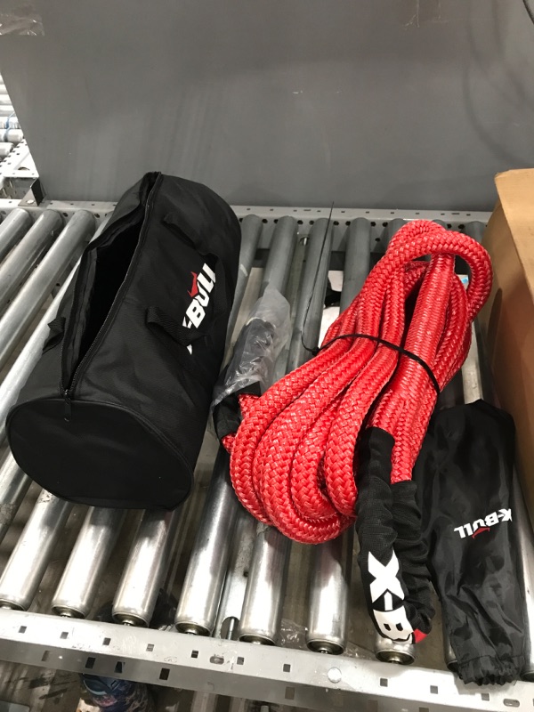 Photo 2 of JUVENED 7/8"×30' Kinetic Recovery & Tow Rope (28,600lbs) with 2 Soft Shackles Power Stretch Snatch Strap Vehicle Recovery Rope Red for Truck Offroad 4x4 ATV UTV SUV