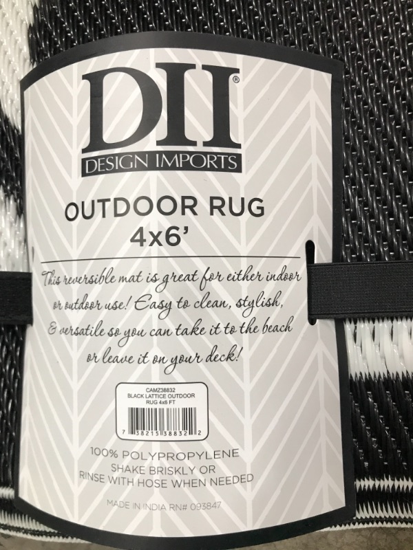 Photo 3 of 
DII Reversible Indoor/Outdoor Lattice Woven Rug, 4x6 Ft, Black