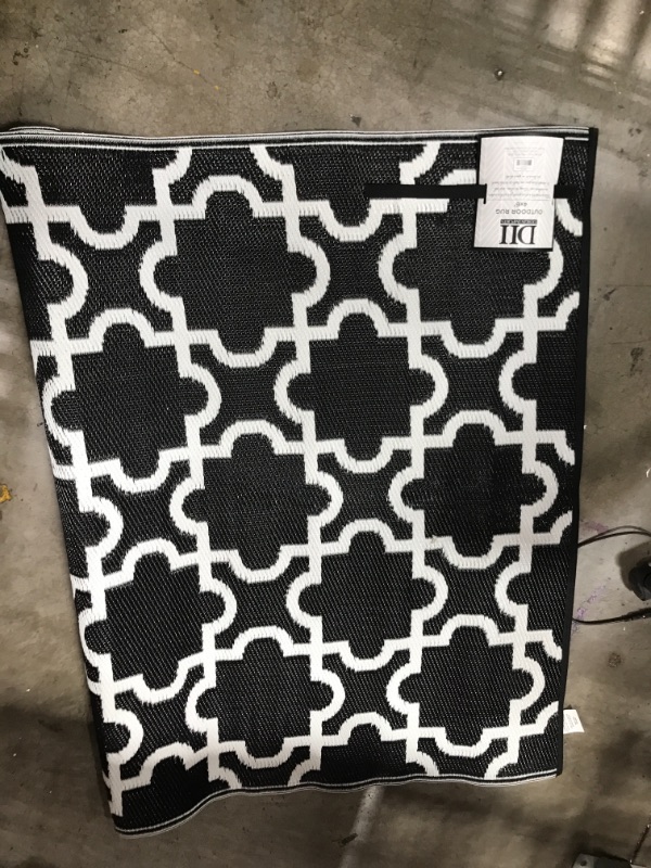 Photo 2 of 
DII Reversible Indoor/Outdoor Lattice Woven Rug, 4x6 Ft, Black