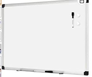 Photo 1 of Amazon Basics Magnetic Dry Erase White Board, 36 x 24-Inch Whiteboard - Silver Aluminum Frame
