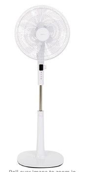 Photo 1 of Amazon Basics Oscillating Dual Blade Standing Pedestal Fan with Remote - Quiet DC Motor, 16-Inch White