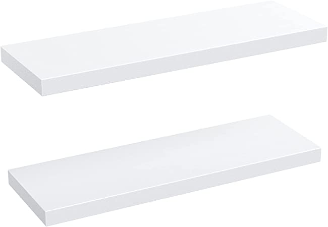 Photo 1 of AMADA HOMEFURNISHING Floating Shelves White, Wall Shelf 24 Inch for Bathroom/Kitchen/Bedroom Storage & Decor, Large Shelf Set of 2 - AMFS06