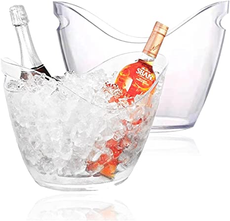 Photo 1 of 2 Pack 4L Large Capacity Beverage Tub Oval Storage Bucket,Ice Buckets for Parties Plastic Wine Bucket, Beer Bucket, Like an Ice Bucket JENIGH JEWEL? Transparent
