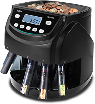 Photo 1 of Kolibri KCS-2000 Professional USD Coin Counter, Sorter and Wrapper/Roller, 220 Coins/min, LED Display with Full Report, Batch Feature – Included 5 Coin Bins & Tubes
