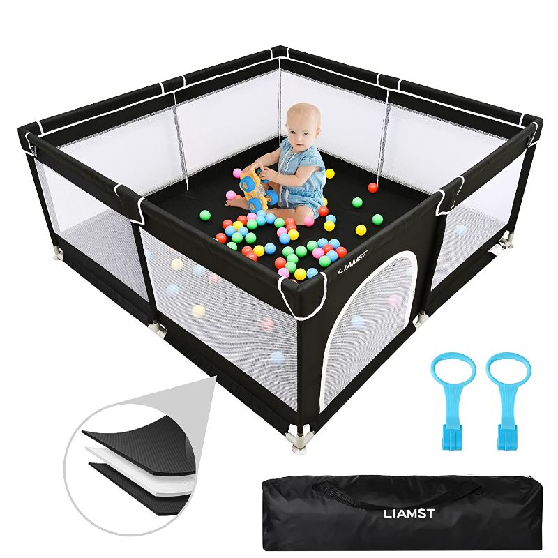 Photo 1 of 81" x 61" black playpen