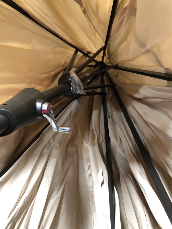 Photo 1 of Abba Patio 11ft Patio Umbrella Outdoor Umbrella Patio Market Table Umbrella with Push Button Tilt and Crank for Garden, Lawn, Deck, Backyard & Pool, Beige
