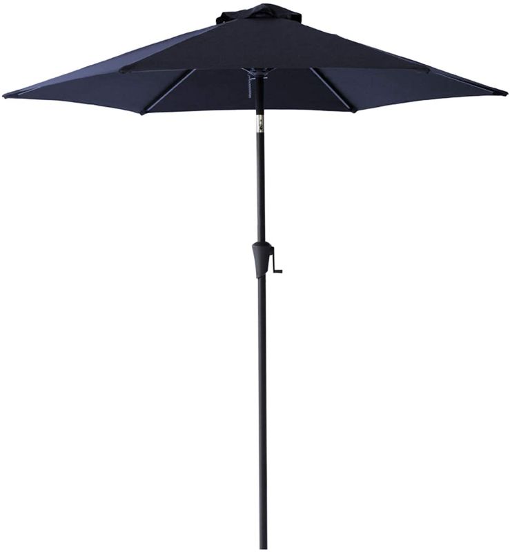 Photo 1 of **DAMAGED** C-Hopetree 7.5 ft Outdoor Patio Market Table Umbrella with Tilt, Navy Blue
