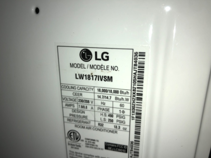 Photo 3 of LG Electronics 18,000 BTU 230/208-Volt Dual Inverter Window Air Conditioner LW1817IVSM Cools 1,000 Sq Ft, Wi-Fi Enabled with Remote