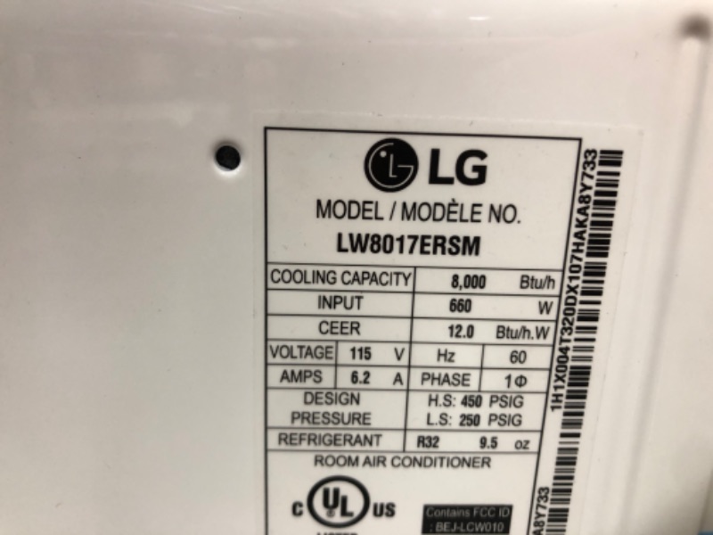 Photo 8 of LG Electronics 8,000 BTU 115-Volt Window Air Conditioner LW8017ERSM Cools 350 Sq. Ft. with ENERGY STAR and Remote, Wi-Fi Enabled