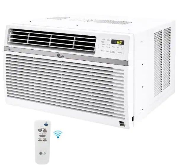 Photo 1 of LG Electronics 8,000 BTU 115-Volt Window Air Conditioner LW8017ERSM Cools 350 Sq. Ft. with ENERGY STAR and Remote, Wi-Fi Enabled