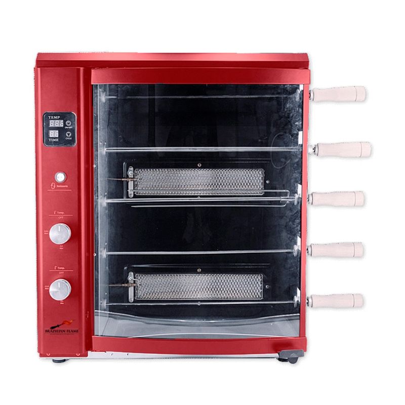 Photo 1 of Brazilian Flame Brazilian Gas Rotisserie Grill with 5 Skewers in Red
