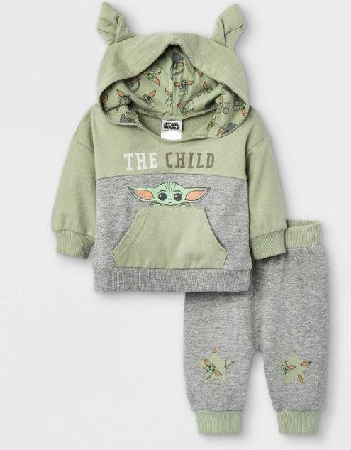 Photo 1 of SIZE 6/9M-6PCK-Baby Boys' 2pc Star Wars Baby Yoda French Terry Pullover and Jogger Set - Green

