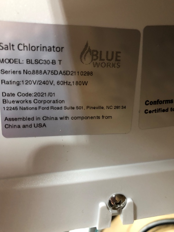 Photo 4 of BLUE WORKS Saltwater Generator Chlorinator BLH20 for 15K Gallon Pool | 2-Year Full USA Warranty | Cell Plates provided by American Company(White)
