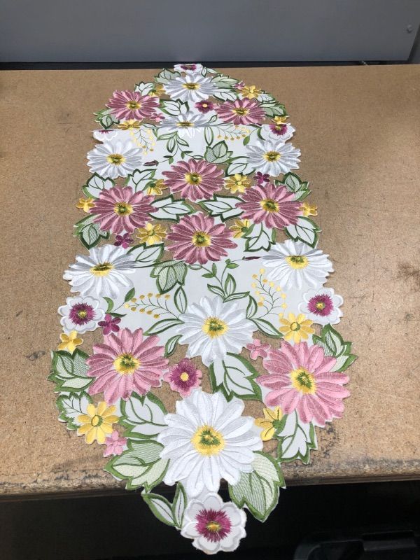 Photo 1 of ** SETS of 3**
GRANDDECO Spring Flowery Daisy Table Runner, Embroiderd Cutwork Floral and Daisy Dresser Scarf for Home Kitchen Dining Room Easter Holiday Tabletop Decoration (Runner 13"×54", spring color)
