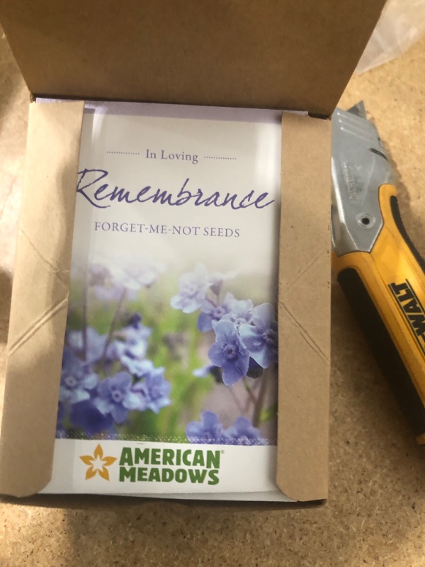 Photo 2 of American Meadows Wildflower Seed Packets "in Loving Remembrance" Memorial Favors (Pack of 20) - Forget-me-Not Seed Mix, Favors for Funerals, Wakes, Viewings, Visitations, Memorial Services
