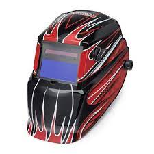 Photo 1 of Auto-Darkening Welding Helmet with Variable Shade Lens No. 7-13 (1.73 x 3.82 in. Viewing Area), Red Fierce Design
