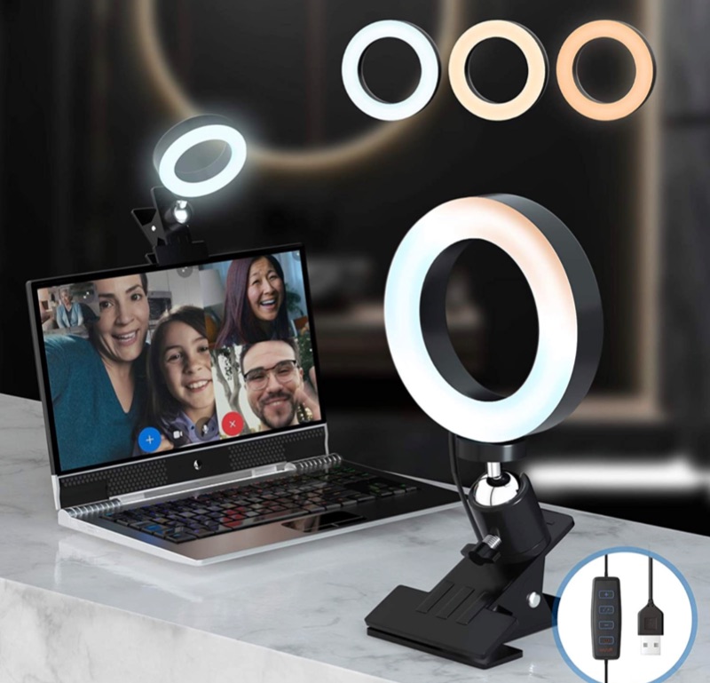 Photo 1 of Video Conference Lighting Kit, Computer/Laptop Moniter LED Video Light Dimmable 3200k - 6500K Ring Light for Remote Working/Zoom Calls/Self Broadcasting/Live Streaming 2 pack 