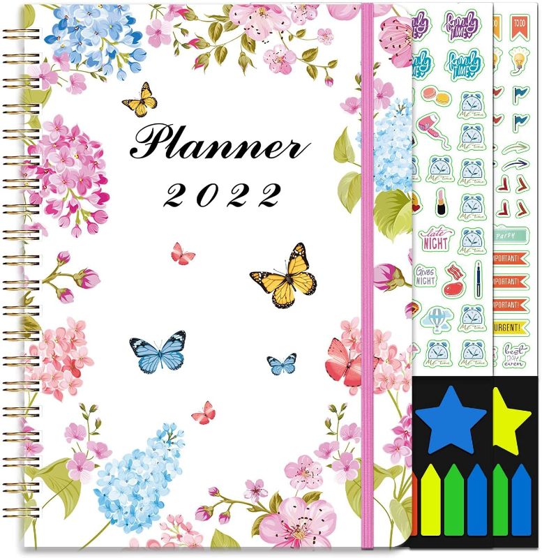 Photo 1 of 2 PACK Nitukany 2022 Planner - Academic Year Jan 2022 - Dec 2022, 8.5"x11" Daily Weekly Monthly Planner Yearly Agenda, Hardcover with Elastic Closure,Twin-Wire Binding,Thick Paper,Sticky Set
