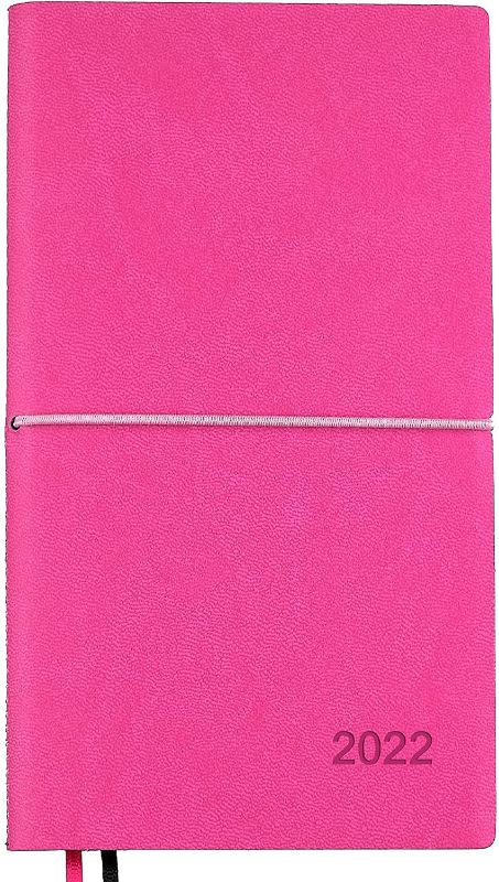 Photo 1 of 2 PACK 2022 Planner/Pocket Calendar: 14 Months (Nov 2021 - Dec 2022) Weekly, Monthly Calendars, Leather Material, Elastic Closure, Decorative Stitching, Page Finder Ribbons and Notes Pages (Pink/Black)
