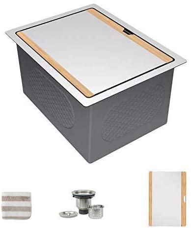 Photo 2 of Bar Sink, TORVA 14-Inch Workstation Undermount Kitchen Sink, 16 Gauge Stainless Steel Single Bowl Bar or Prep Sink with Stainless-steel Bamboo Cutting Board (14 x 19 x 10 inches)
