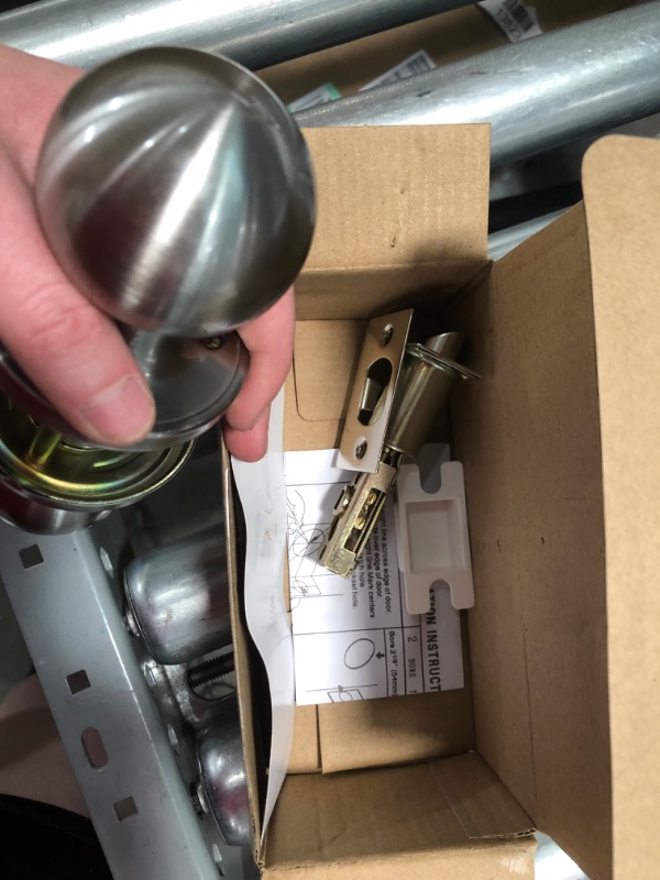 Photo 1 of 8 Pack Probrico Interior Round Passage Keyless Door Knobs Door Lock Lockset Without Key Doorknobs Satin Nickel for Hall/Closet-Door Knob 607
