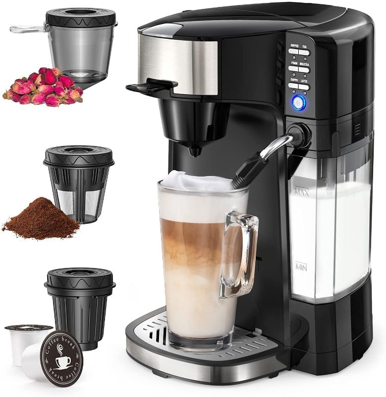 Photo 1 of 6-In-1 Coffee Maker with Auto Milk Frother, Single Serve Coffee, Tea, Latte and Cappuccino Machine, Compatible With Capsule & Ground Coffee, Compact...
