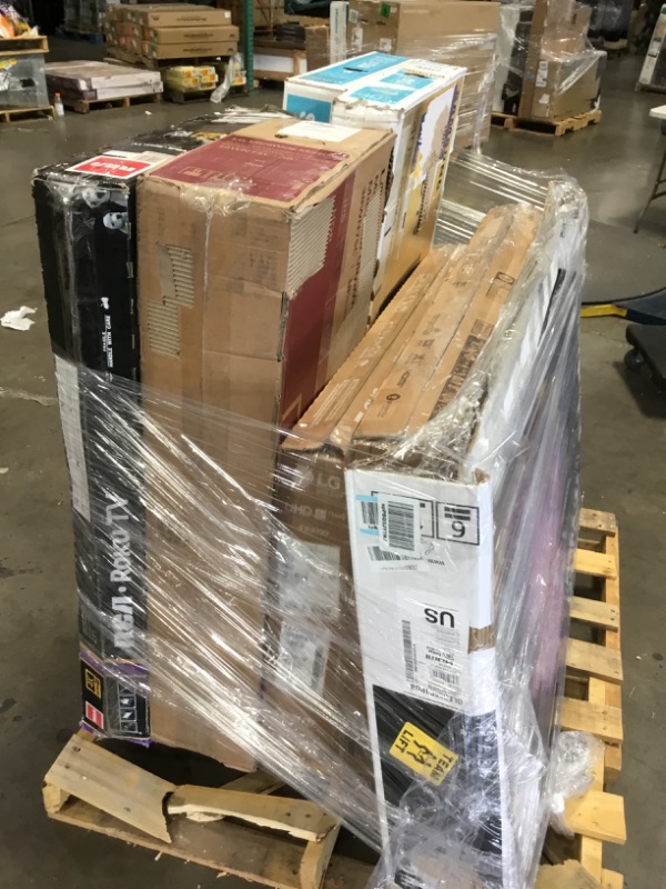 Photo 1 of   PALLET OF ASSORTED DAMAGED TVS AND MONITORS SOLD AS IS NON REFUNDABLE