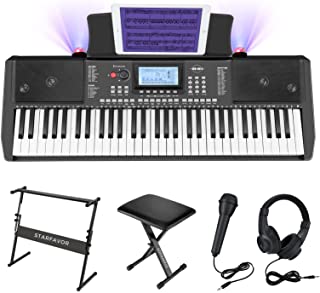 Photo 1 of Starfavor 61 Key Electronic Keyboard Piano with LCD Display, Portable Electric Music Piano for Beginners Professions, include Z-style Stand, Bench, Microphone, Headphone, Keynote Stickers (SEK-561)
