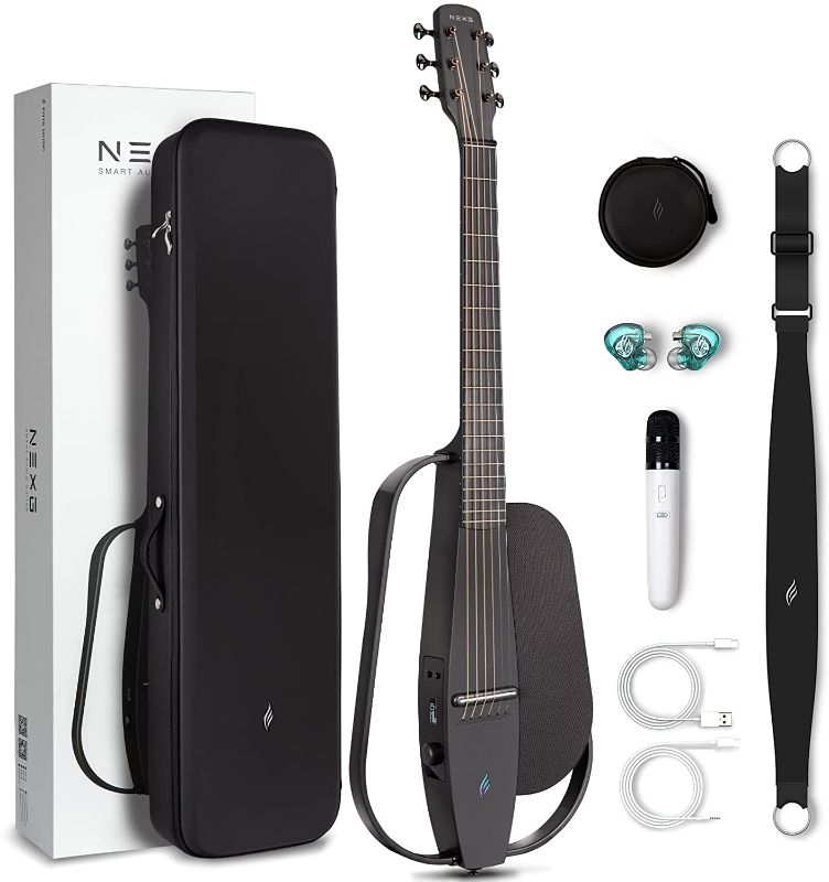 Photo 1 of Enya NEXG Acoustic-Electric Carbon Fiber Audio Guitar Smart Acustica Guitarra for Adults with 50W Wireless Speaker, Preamp, Wireless Microphone, Hi-Fi Monitor Earphones, Strap, and Case(Black)

**TESTED, POWERS ON!
