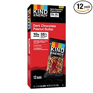 Photo 1 of KIND Energy Bar, Dark Chocolate Peanut Butter, Gluten Free, Low Glycemic Index, 2.1 Oz, 12 Count