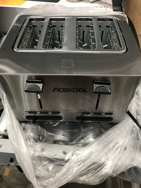 Photo 2 of Acekool 4 Slice Toaster with 7 Shade Settings and Warming Rack, Stainless Steel, Silver
