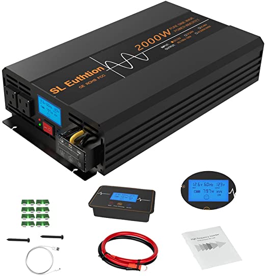 Photo 1 of ***PARTS ONLY*** SL Euthtion 2000W Pure Sine Wave Power Inverter 12V DC to 120V AC 60HZ with LCD Display, USB Port, Wireless Remote Control?10M?, Solar, Outdoor
