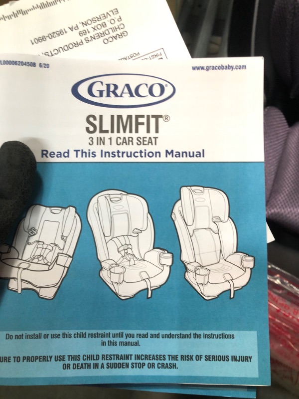 Photo 3 of Graco SlimFit 3 in 1 Car Seat, Slim & Comfy Design Saves Space in Your Back Seat, Annabelle
