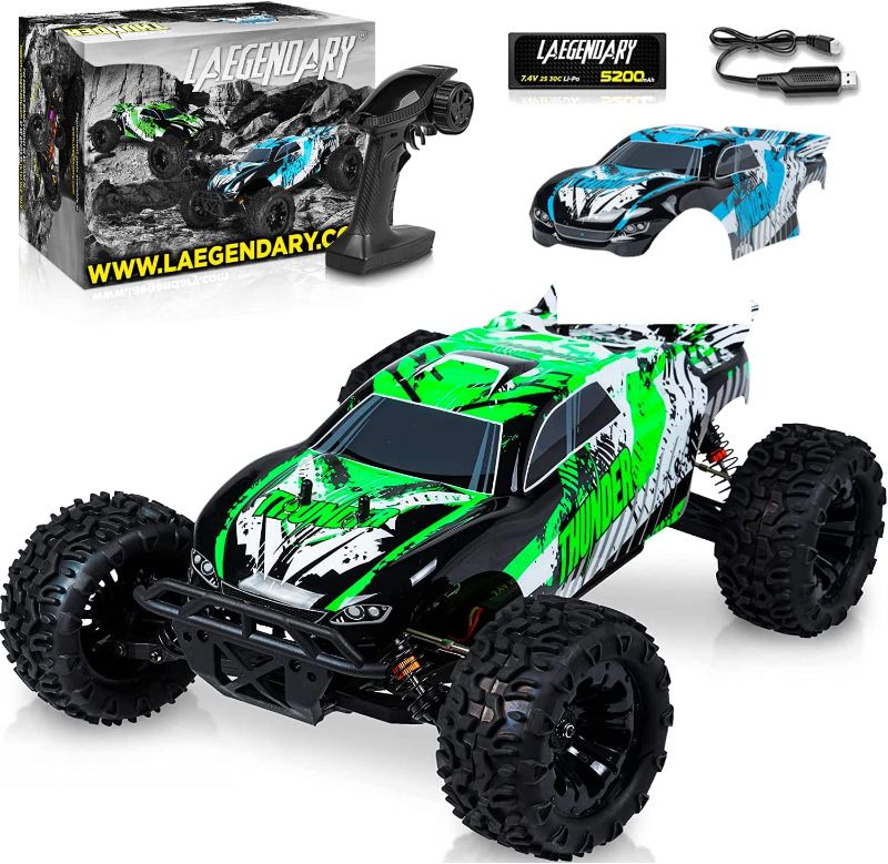 Photo 1 of 1:10 Scale Brushless RC Cars 65+ km/h Speed - Boys Remote Control Car 4x4 Off Road Monster Truck Electric - All Terrain Waterproof Toys for Kids and Adults -2 Body Shells + Connector for 30+ Mins Play
