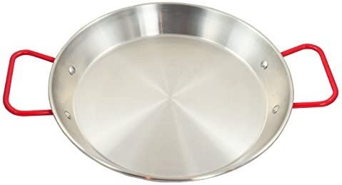 Photo 1 of *USED* -Sunrise Stainless Steel Paella Pan with Red Handle (9")
