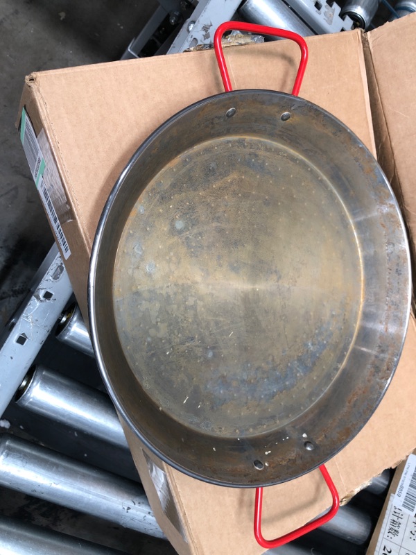 Photo 2 of *USED* -Sunrise Stainless Steel Paella Pan with Red Handle (9")
